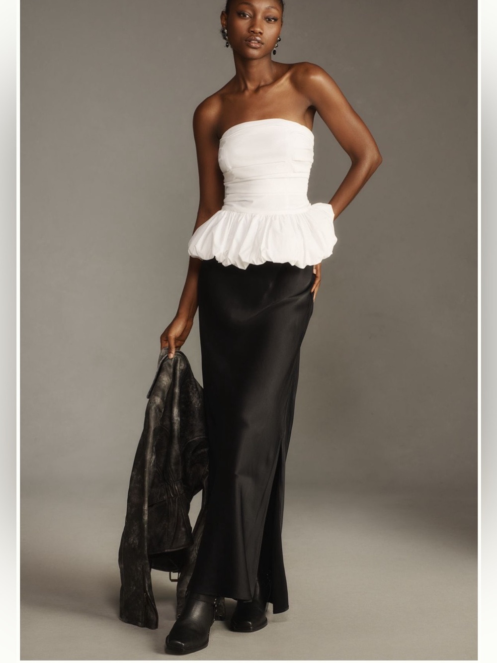 ANTHROPOLOGIE Maeve White Strapless Drop-Waist Bubble Top SZ XS